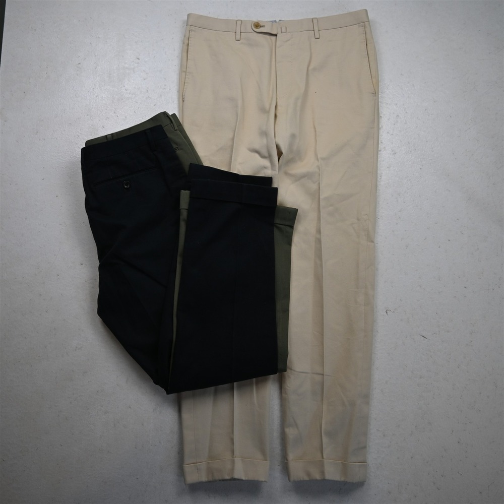 Lot 3 Ring Jacket 32x30 Khaki Green Black Cotton Slim Cuffed Dress Chino Pants